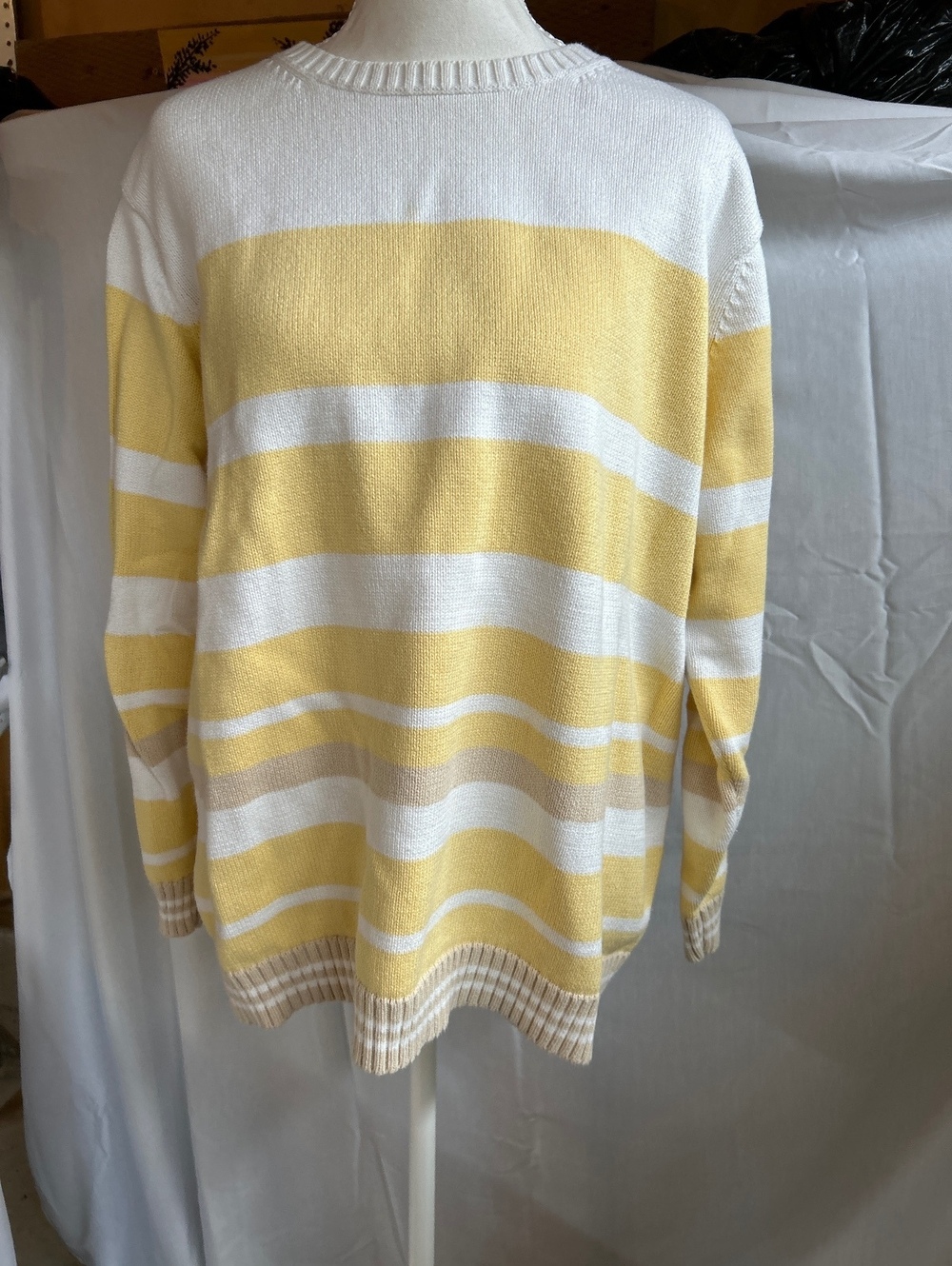 Womens Yellow Striped Crewneck Knit Sweater Elisabeth By Liz Claiborne Size 1